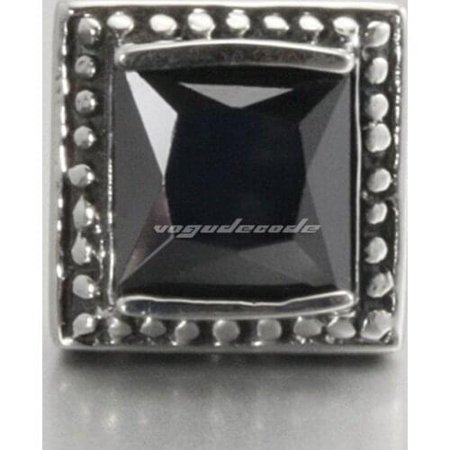 316L Stainless Steel Black CZ Mens Stud earrings S034(2 Pieces)
