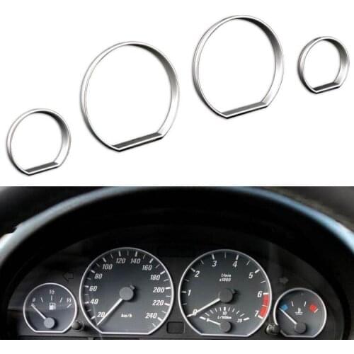 4pcs Car Front Dashboard Speedometer Gauge Decoration Frame Chrome Gauge Dash Dial Rings Trim for BMW 3 Series E46