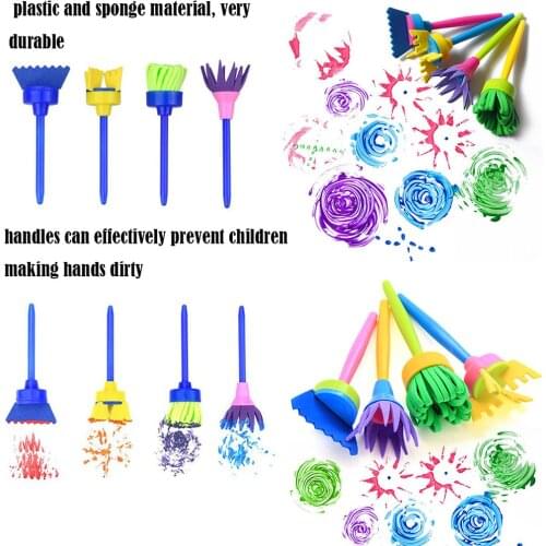 4Pcs Kids DIY Painting Tools Drawing Toys Flower Graffiti Sponge Brushes Creative Toy for Children Hot