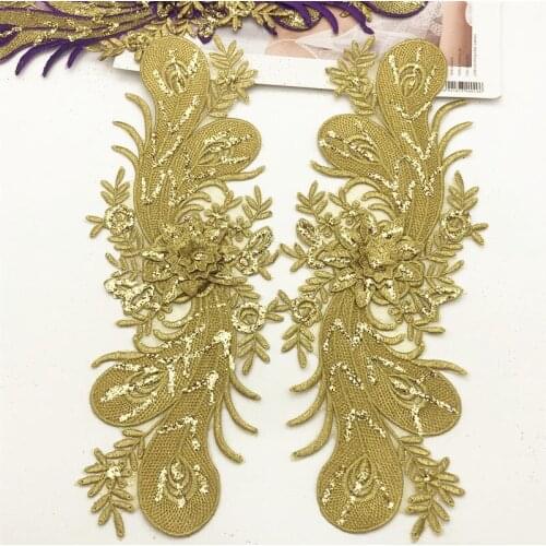 5pair Iron on Embroidered Flower Applique with Patch Clothing with Bright powder craft garment