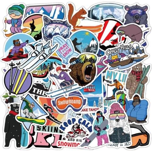 VANMAXX 50 PCS Skiing Surfing and Camping Stickers Waterproof Vinyl Decal for Laptop Helmet Bicycle Luggage