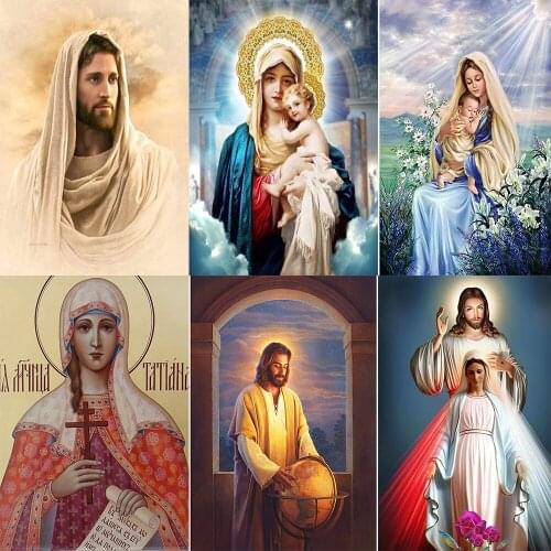 5D Rhinestone Diamond Painting Leader Religious Picture DIY Mother and Child Diamond Mosaic Saint Embroidery Home Decoration