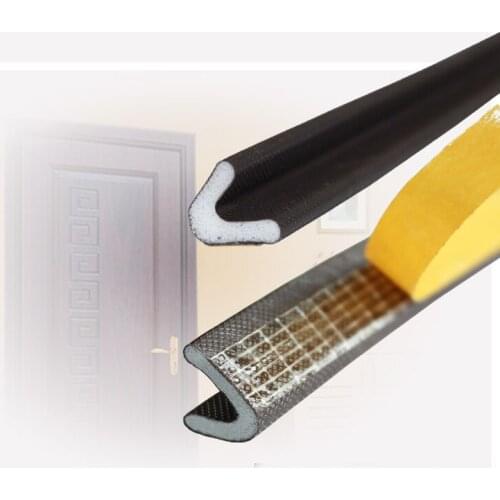 6M Brown V-type self adhesive security door PU foam seal strip PE Wrap polyurethane door gaskets
