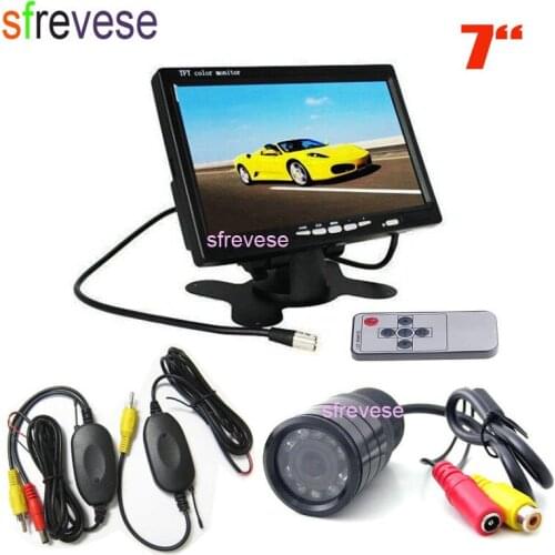 Wireless 9 LED IR Night Vision Sensors Car Reversing Parking Backup Camera Waterproof + 7" LCD Monitor Kit