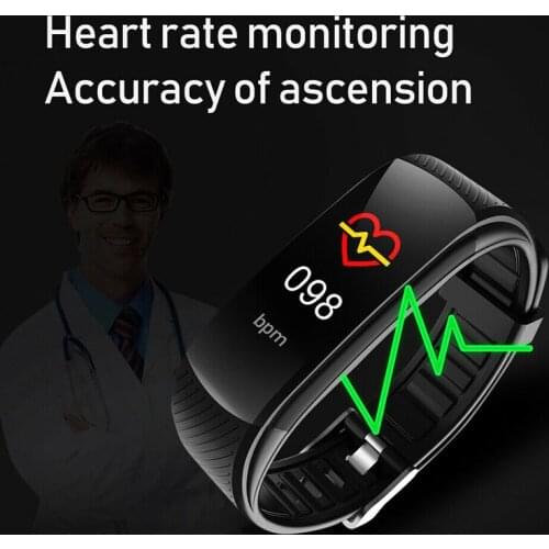 Black C6T Smart Watch Body Temperature Measurement Bracelet Blood Pressure Monitoring Multi-language Sport Wrist Watch