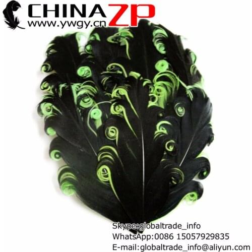 CHINAZP Factory www.ywgy.cn 50pcs/lot Dyed Black with Lime Green Nagorie Feather Pad for Hair Accessories