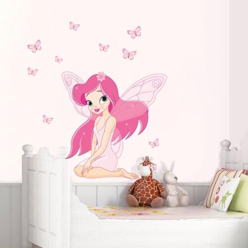 COVPAW Wall Stickers Angel Fairy Fee Pink Childrens Room Bedroom Girls Room Babys Room Nursery Wall Decal Home Decor Kids