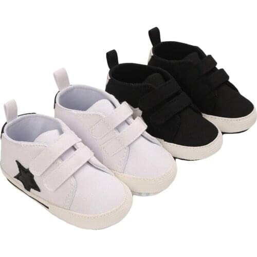 Baby Shoes Boy Girl Star Solid Sneaker Cotton Soft Anti-Slip Sole Newborn Infant First Walkers Toddler Casual Canvas Crib Shoes