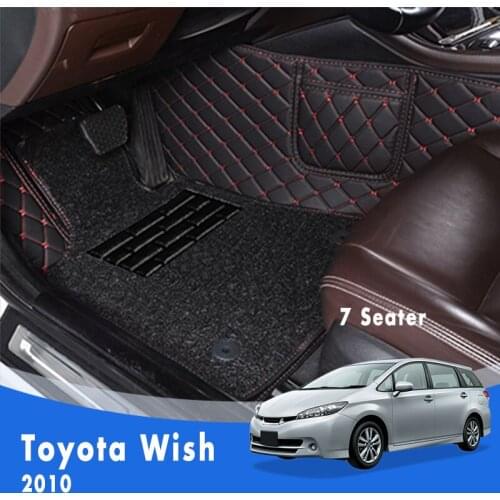 LHD Luxury Double layer Wire loop Carpets Car Floor Mats For Toyota Wish 2010 7 Seats Custom Auto Foot Pads Automobile covers