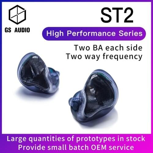 GS AUDIO ST2 2BA Hybrid Driver HiFi In-Ear Earphones with 0.78 2pin Detachable Cable IEMs for Audiophiles Musician OEM ODM