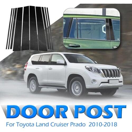 Hot Sale Window B C Pillar Stickers Portable 10pcs/set Carbon Fiber Window B C Pillar Stickers for Land Cruiser Prado 10-18