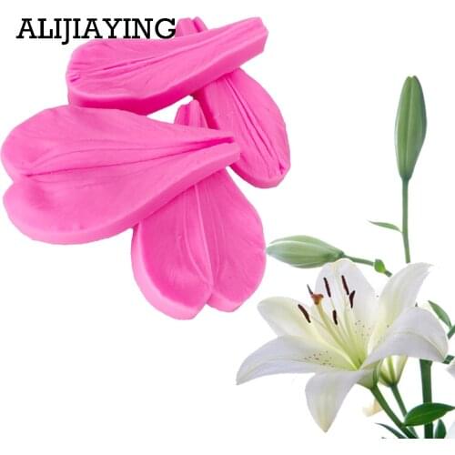 M1390 4pc/set DIY flower Cake Tools Lily petals silicone mold dessert Decorating Gumpaste fondant Polymer Clay craft Resin mould