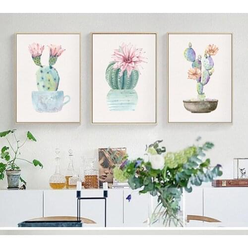 Cactus Plant Canvas Picture Nordic Wall Decor Paintings for Interior Home Room Decor Poster Frameless Wall Art