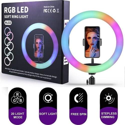Beauty Ring Lamp RGB Colorful Fill Light Small Bracket USB Power Supply For Mobile Phone Live Streaming Video
