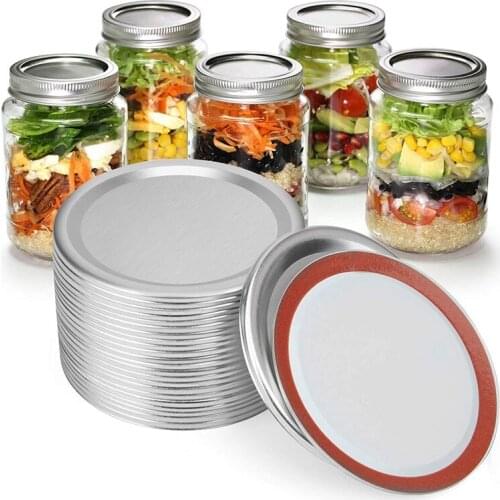 Hot 24 PCS Mason Jar Lids Regular Mouth Canning Lids Reusable Split-Type Leak Proof Canning Lids with Silicone Seals Rings