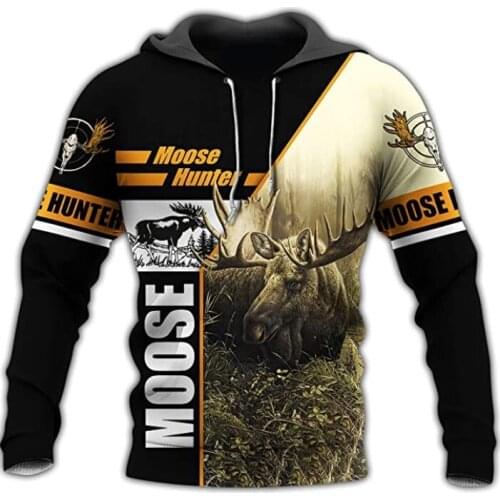 Moose hunting 3D Printed Mens Hoodie Harajuku Streetwear autumn hoodies Sweatshirt Unisex Casual Jacket Tracksuits TD3547
