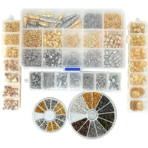 1 Box Metal Jewelry Making Findings Kit - Gold Silver Bronze Rose Gold Bronze - Jump Rings - Lobster Clasp - Earring Plugs