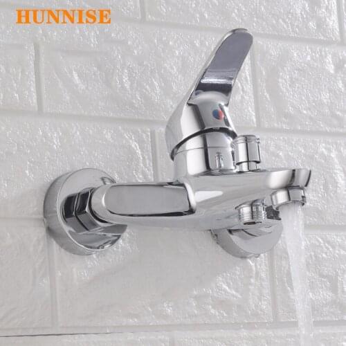 Wall Mounted Triple Bathroom Shower Faucet Simple Shower Tap Brass Bath Shower Faucet Mixer Hot and Cold Bathtub Mixer Faucet