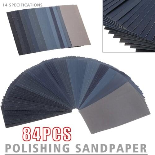 84 sheets/lot Wet Dry Polishing Sanding Abrasive Sandpaper Paper Sheets 120 to 3000 Grit Sand Papers Sheets