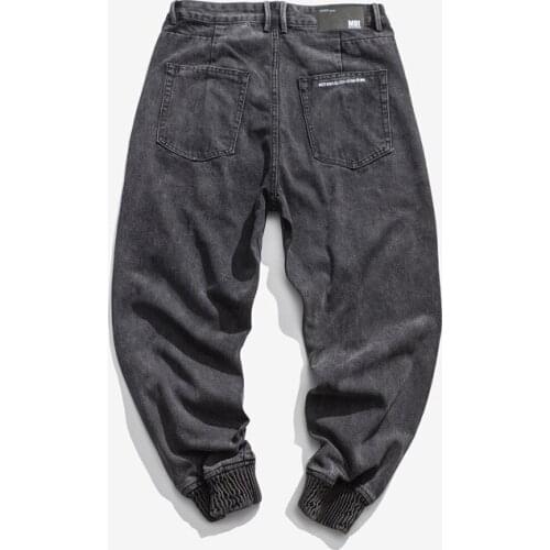 New retro washed jeans mens trend loose harem pants youth casual beam pants