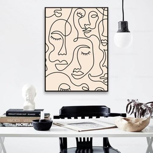 Single Line Face Art Print Minimalist Poster Woman Face One Line Drawing Neutral Wall Art Canvas Painting Home Room Wall Decor