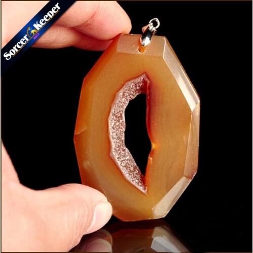 High Quality Natural Crystal Cluster Gem Stone Jewelry Polished Faceted Agates Slice Beads Pendant Necklace for Women YS191