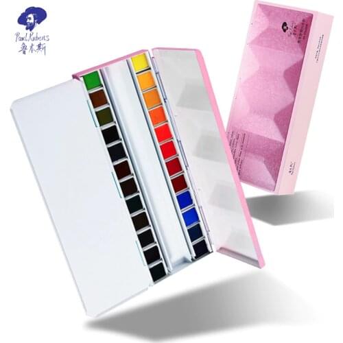 Officall Paul Rubens Watercolor Paint Set 24 Colors Solid Sparkling Giftbox for Artists and Hobbyists