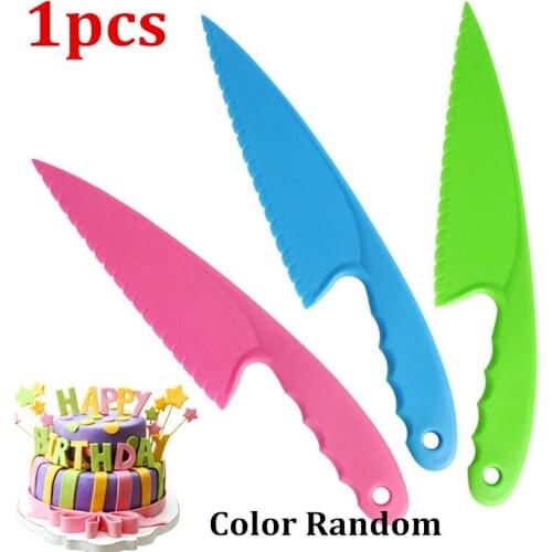 Plastic Cake Knife Serving Tool Measure Cutting Tools Slicer Kids Birthday Party