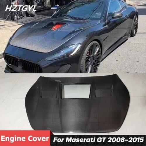 Transparent Style Carbon Fiber Or FRP Front Engine Bonnet Cover Hood For Maserati GT Gran Turismo 2008-2015