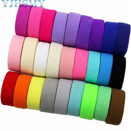 YJHSMY E-20421-527,10yards 5/8'' Solid color bow-knot Foldover Elastics Hair Ties Headbands Hair ring DIY handmade accessories