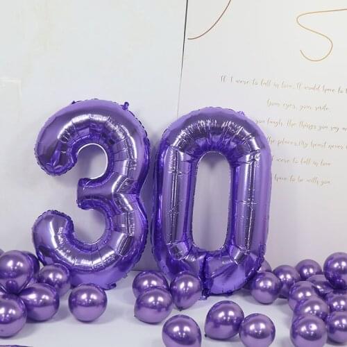 Romantic Purple 20 21 22 23 24 25 26 27 28 29 30 Aluminum Film Digital Balloon Metal PurplevBalloon Creative Party Decoration