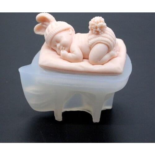 3D Sleeping Baby Silicone Chocolate Candy Fondant Mold Handmade Soap Candle Mold Baby Shower Party