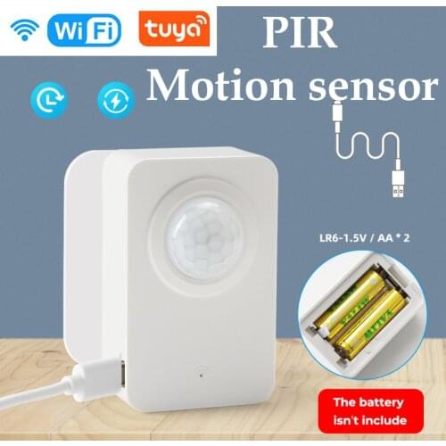 Tuya Motion Sensor Wifi Pir Detector infrared sensor Smart Life APP Real Time Monitoring Home Security Alarm USB battery powered