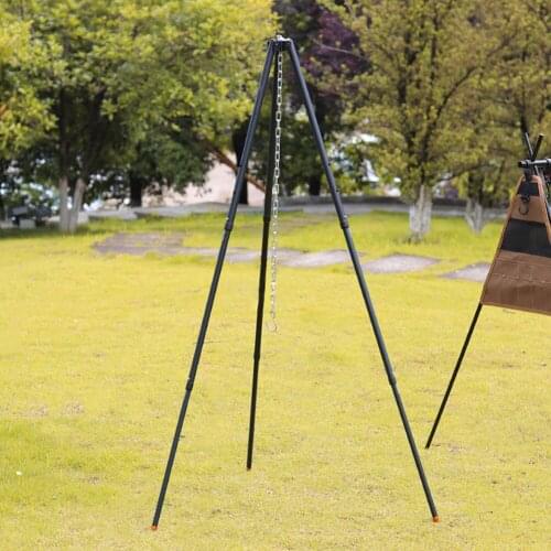 Outdoor Large Bonfire Tripod Portable Campfire Cooking Pot Hanging Chain Triangle Support Stand Camping Cooking Tool