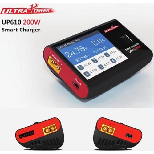 UP610 Smart Charger 200W 10A 9-32V DC Balance Battery Charger LCD Screen for LiPo LiFe Lilon LiHV NiCd NiMh Pb RC Drone Battery