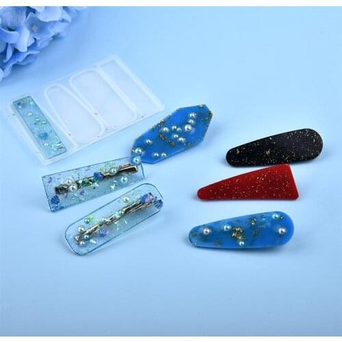 DIY Hair Clip UV Epoxy Resin Mold Crystal Silicone Mold Homemade Personality Hair Clip Jewelry Tools Casting Mould Resin Craft