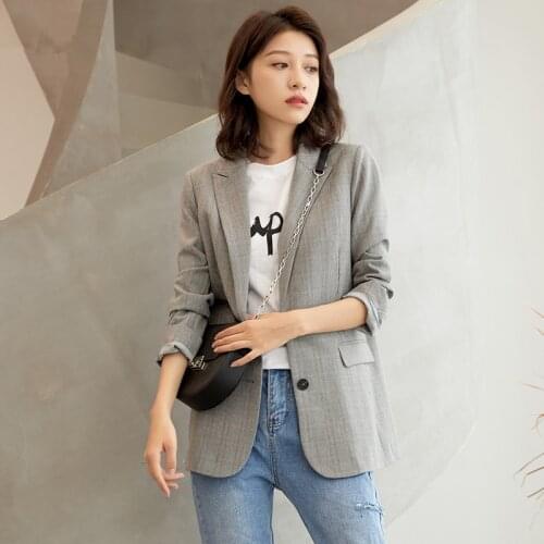 Womens Jacket Woman Spring 2020 Streetwear Plaid Blazer Women Blazers and Jackets Korean Casual Coat Chaqueta Mujer MY3040