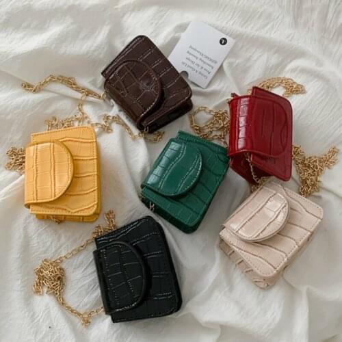 Mini Small Square Flap Bag Brand Fashion New Quality PU Leather Womens Handbag Crocodile Pattern Chain Shoulder Messenger Bags