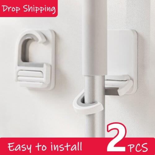 1pc Mop Hook Balcony Wall Toilet Mop Storage No Punching Mop Finishing Hook Rack