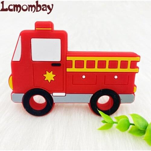 1pcs Baby Animal Silicone Teethers Fire Fighting Trucks Car Baby Teething Product Accessories For teether beads BPA Free