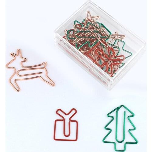 15pcs Christmas Paper Clips Escolar Bookmarks Photo Memo Ticket Clip Stationery School Supplies Gifts