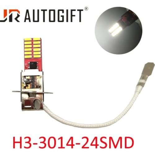 20pcs car Light H1 H3 3014 24smd Auto led lamp bulb Fog Lights 12V Super bright Headlights Lamp