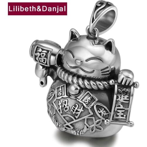 2019 Fashion Creative Lucky Blessing Cat Pendant 100% Real 925 Sterling silver Jewelry Men Women Necklace Pendant Jewelry P33