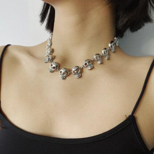 2021 Punk Halloween Skull Metal Clavicle Chain Necklace for Women Geometric Necklace Female Fashion Vintage Necklace Jewelry