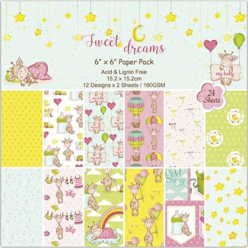 24sheets/pack 6" Single Printed Giraffe pattern creative papercraft art paper handmade scrapbooking kit set books/P023