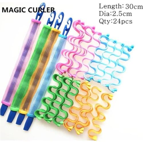 24pcs Hair Curlers No Heat Curlers 30cm Spiral Curls Styling Kit Magic Heatless Hair Curler Wave Curlers Rolls With Styling Hook