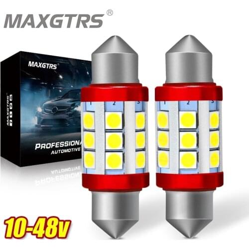 2x 24V Festoon C5W C10W 3030 Chip Bulb Canbus 31mm/36mm/39mm/41mm Car LED Lamp Interior Dome Reading License Plate Lights 6000K