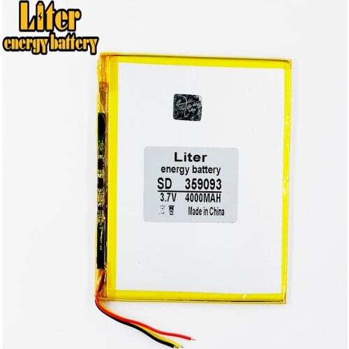 3 wire 3.7V 4000mAH 359093 Polymer lithium ion / Li-ion battery for tablet pc power bank cell phone