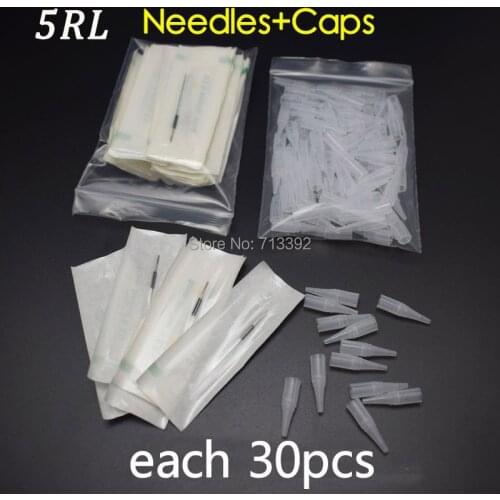 5R *30pcs Permanent Makeup Accessories Needles and Suitable Tips Caps Nozzles