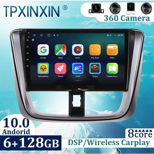 6+128GB For Toyota Vios Yaris 2014-2017 Android 10 Carplay Radio Player Car GPS Navigation Head Unit Car Radio with Screen